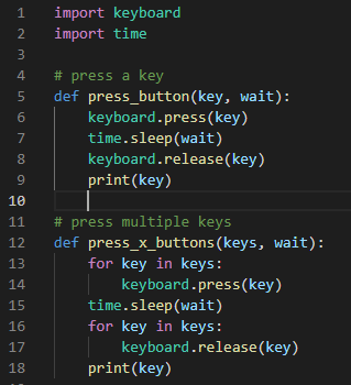 Code simulant les appuis sur le clavier